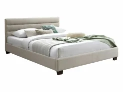 Vente-unique Cama 160 x 200 cm de tela en color + colchón - FAUSTIN Beige Sale