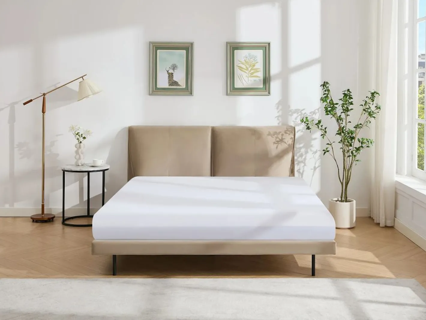Vente-unique Cama 140 x 190 cm de terciopelo en color + colchón - IBEDIA Topo Online