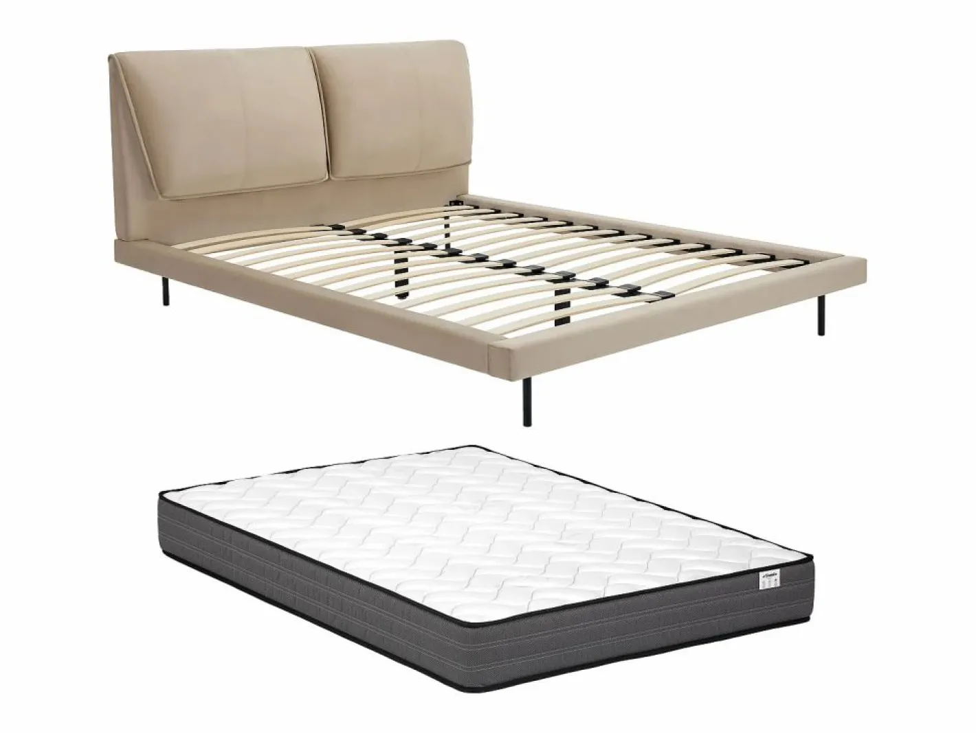 Vente-unique Cama 140 x 190 cm de terciopelo en color + colchón - IBEDIA Topo Online