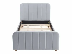 Vente-unique Cama Terciopelo|Cama 90 x 190 cm en terciopelo con costuras + colchón - ROGADI