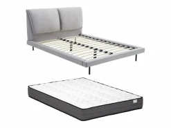 Vente-unique Cama 160 x 200 cm en terciopelo color + colchón - IBEDIA Gris Hot