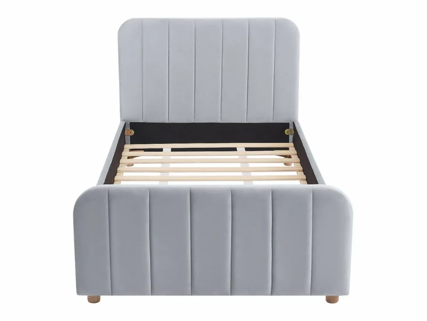 Vente-unique Cama 90 x 190 cm en terciopelo con costuras - ROGADI Gris Online