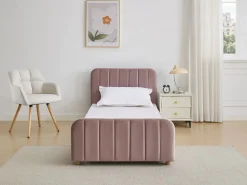 Vente-unique Cama Terciopelo|Cama 90 x 190 cm en terciopelo con costuras + colchón - ROGADI