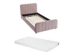 Vente-unique Cama Terciopelo|Cama 90 x 190 cm en terciopelo con costuras + colchón - ROGADI