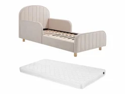 Vente-unique cama 90 x 190 cm tejido texturizado en color + colchón - MIRAVELO Beige Hot