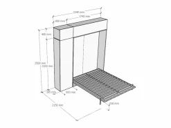 Cama abatible 160 vertical Kentaro con columna - módulo a pared superior - módulo con apertura vasistas Fresno^ITAMOBY