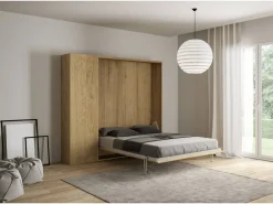 ITAMOBY Cama Abatible|Cama abatible 160 vertical Kentaro con columna Roble Natural