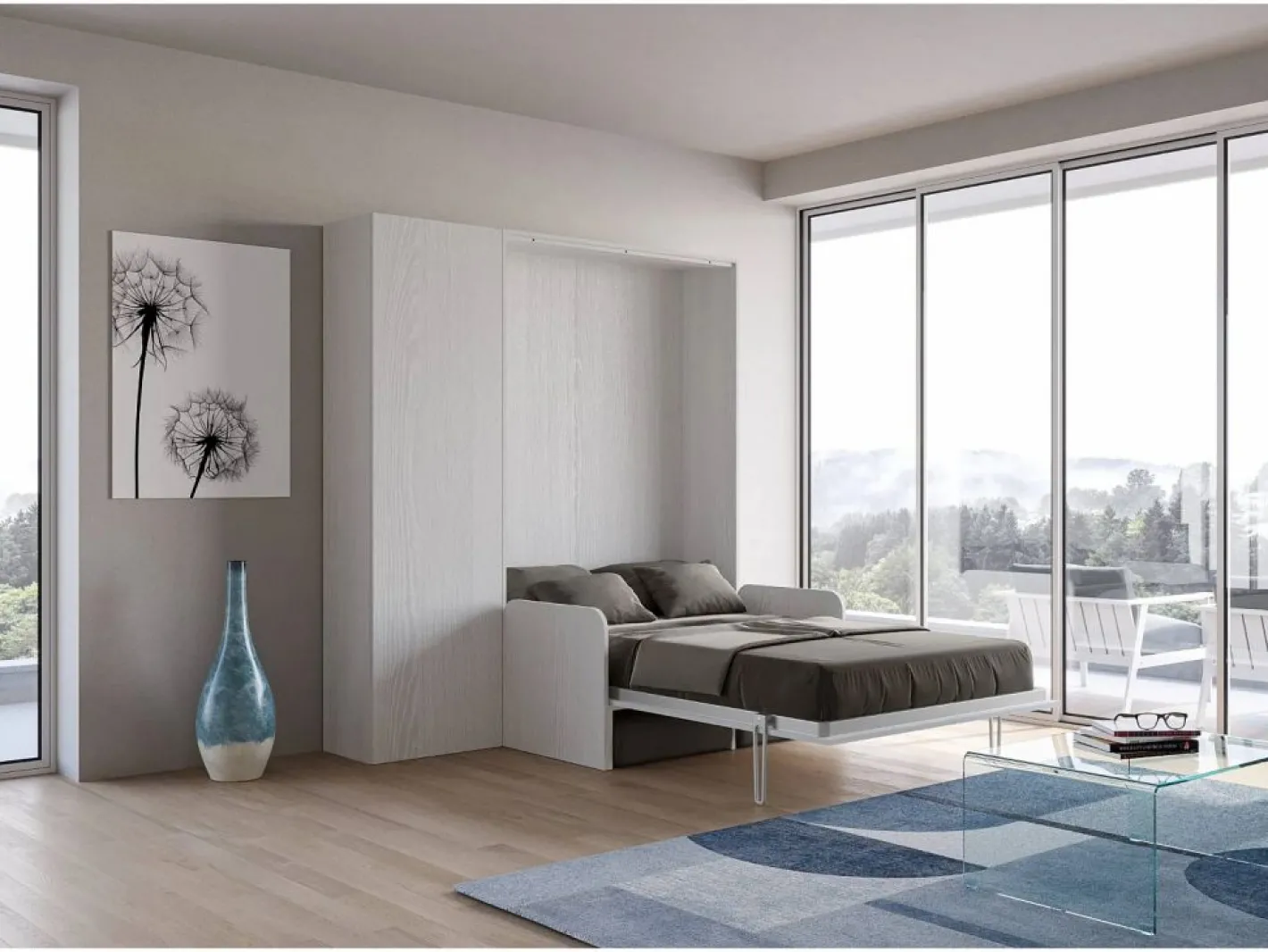 Cama abatible 120 vertical Kentaro Sofà con columna Fresno - ALESSIA 20^ITAMOBY Discount