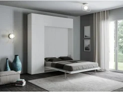 ITAMOBY Cama Abatible|Cama abatible 140 vertical Kentaro con columna - módulo a pared superior - módulo con apertura vasistas Fresno