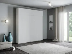 ITAMOBY Cama Abatible|Cama abatible 140 vertical Kentaro con columna - módulo a pared superior - módulo con apertura vasistas Fresno