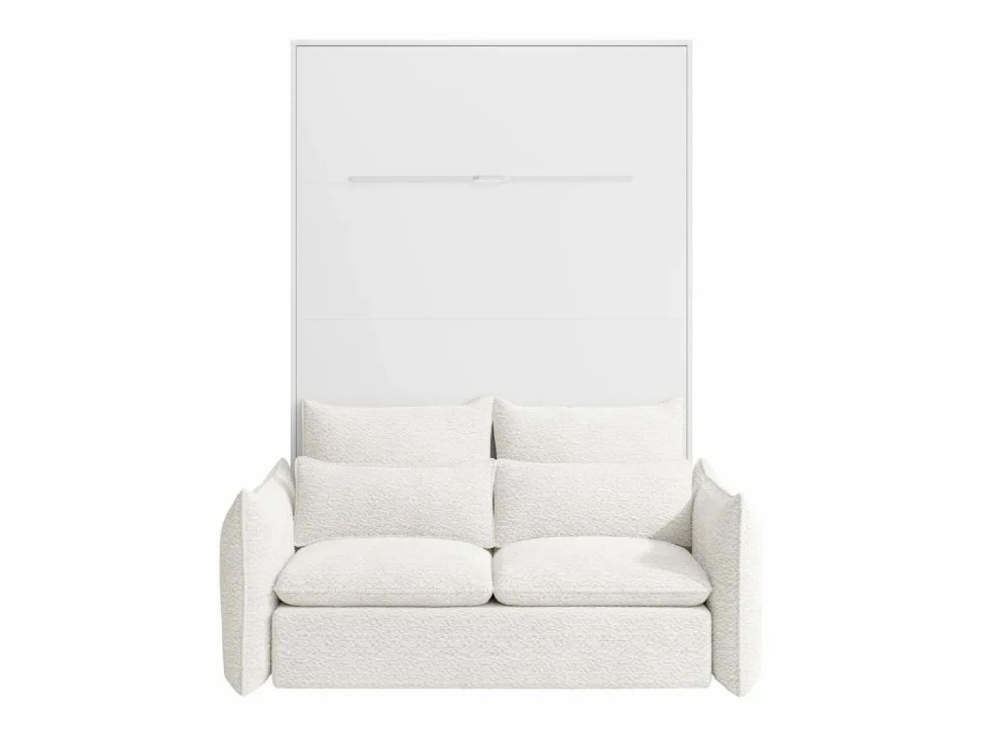 Vente-unique Cama Abatible|Cama abatible 140 x 200 cm apertura vertical manual leds blanco + sofá - RAPILI