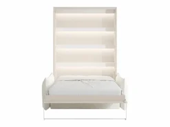 Vente-unique Cama abatible 140 x 200 cm apertura vertical manual leds + sofá - RAPILI Beige Discount