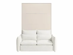 Vente-unique Cama abatible 140 x 200 cm apertura vertical manual leds + sofá - RAPILI Beige Discount
