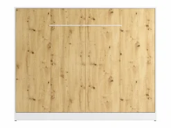 Vente-unique Cama abatible 140 x 200 cm apertura horizontal con leds blanco y natural - RAPILI Color natural claro / Blanco New