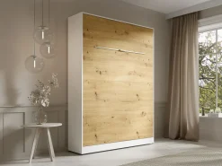 Vente-unique Cama Abatible|Cama Con Almacenaje|Cama abatible 140 x 200 cm apertura vertical con leds blanco y natural - RAPILI