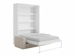 Cama abatible 140 x 190 cm apertura vertical con luces LED + colchón + sofá - RAPILI^Vente-unique Hot