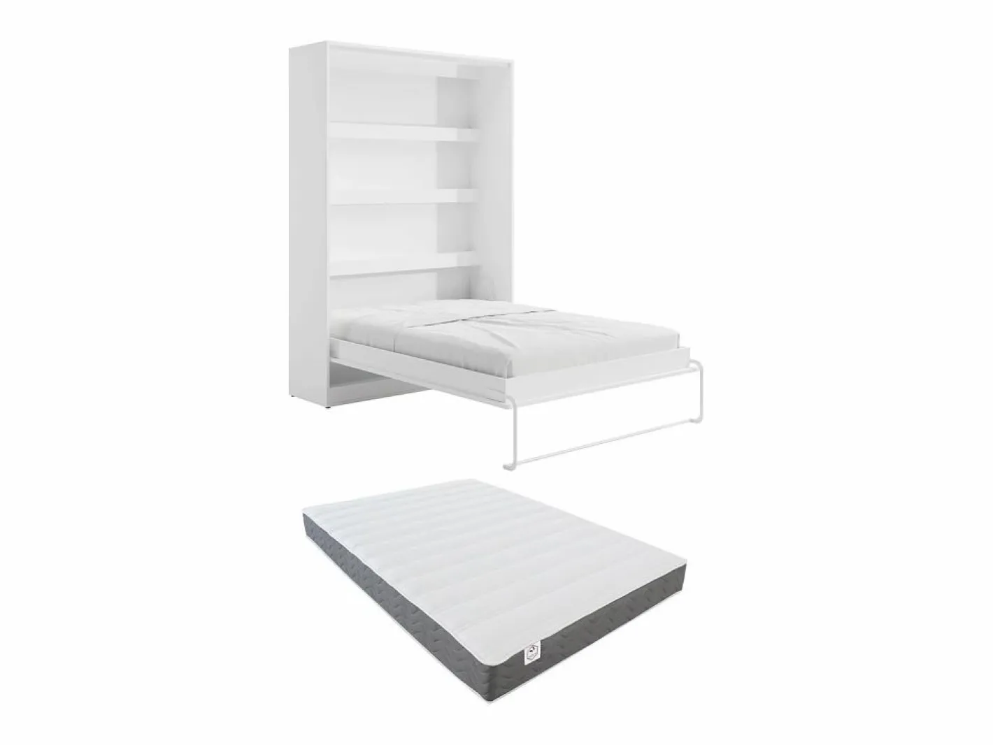 Cama abatible 140 x 200 cm apertura vertical manual LEDs + colchón - RAPILI^Vente-unique