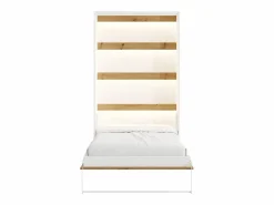 Vente-unique Cama abatible 120 x 200 cm apertura vertical con leds blanco y natural - RAPILI Color natural claro / Blanco Hot