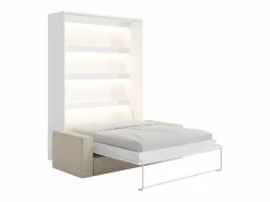 Cama abatible 160 x 200 cm apertura vertical manual con leds + sofá - RAPILI^Vente-unique Sale