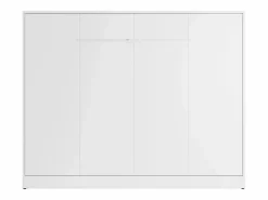 Vente-unique Cama abatible 140 x 200 cm apertura horizontal manual leds + colchón - RAPILI Blanco Best