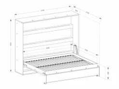 Vente-unique Cama abatible 140 x 200 cm apertura horizontal manual leds + colchón - RAPILI Blanco Best