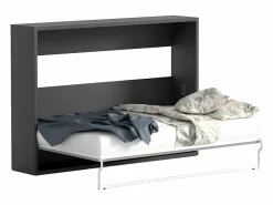 Vente-unique Cama abatible 140 x 200 cm apertura horizontal antracita y natural - MALINA II Gris antracita / Color natural claro Hot