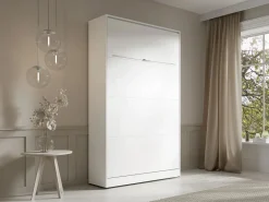 Vente-unique Cama abatible 120 x 200 cm apertura vertical manual leds + colchón - RAPILI Blanco New