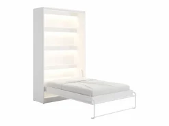 Vente-unique Cama abatible 120 x 200 cm apertura vertical manual leds + colchón - RAPILI Blanco New