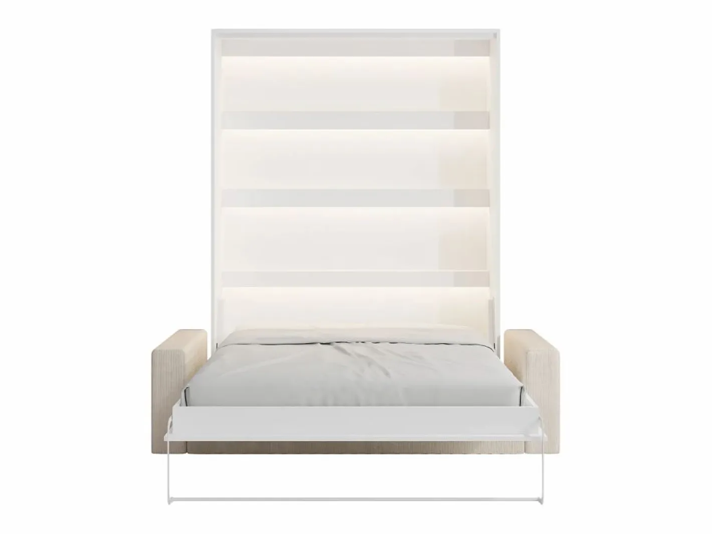 Vente-unique Cama Abatible|Cama abatible 160 x 200 cm con leds blanco y natural + colchón + sofá - RAPILI