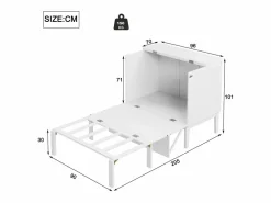 ModernLuxe Cama Abatible|Cama abatible de madera 90x200 cm - con somier -