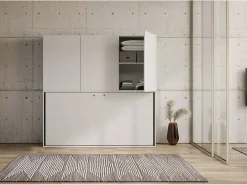 Cama abatible horizontal Bounto blanca 85x185 cm con almacenaje y librería composición D-^Les Tendances Best