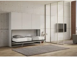 Cama abatible horizontal Bounto blanca 85x185 cm con almacenaje y librería composición D-^Les Tendances Best