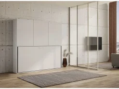 Cama abatible horizontal Bounto blanca 85x185 cm con almacenaje y librería composición D-^Les Tendances Best