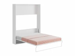 Vente-unique Cama Abatible|Cama abatible vertical 160 x 200 cm blanca con colchón - MALINA II