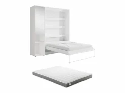 Cama abatible vertical 160 x 200 cm 1 armario + espejo + colchón - RAPILI^Vente-unique Discount