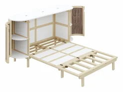 ModernLuxe Cama Abatible|Cama abatible 140x200 cm - con compartimentos de almacenamiento - natural (colchón no incluido)