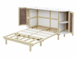ModernLuxe Cama Abatible|Cama abatible 140x200 cm - con compartimentos de almacenamiento - natural (colchón no incluido)