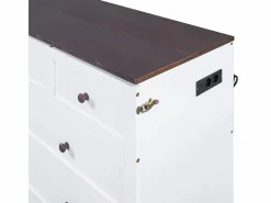 DripeX Cama abatible 140x200 cm - Con cajón, USB y enchufe - Pino + MDF - Carga máx. 204 kg - Blanco Hot