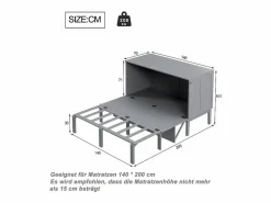 DripeX Cama Abatible|Cama abatible 140x200 cm - Con estructura de láminas - Madera - Carga máx. 200 kg -