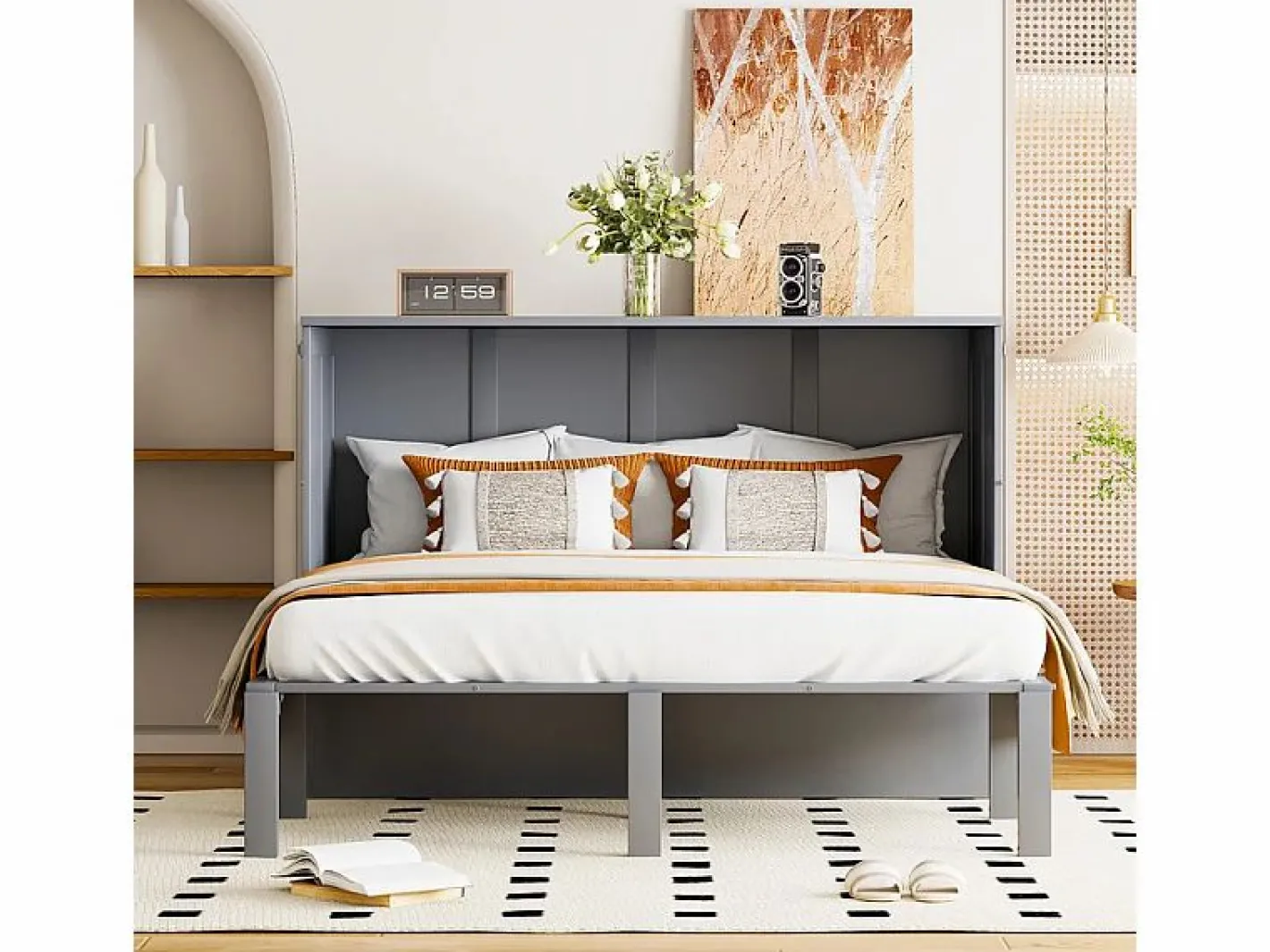 DripeX Cama Abatible|Cama abatible 140x200 cm - Con estructura de láminas - Madera - Carga máx. 200 kg -