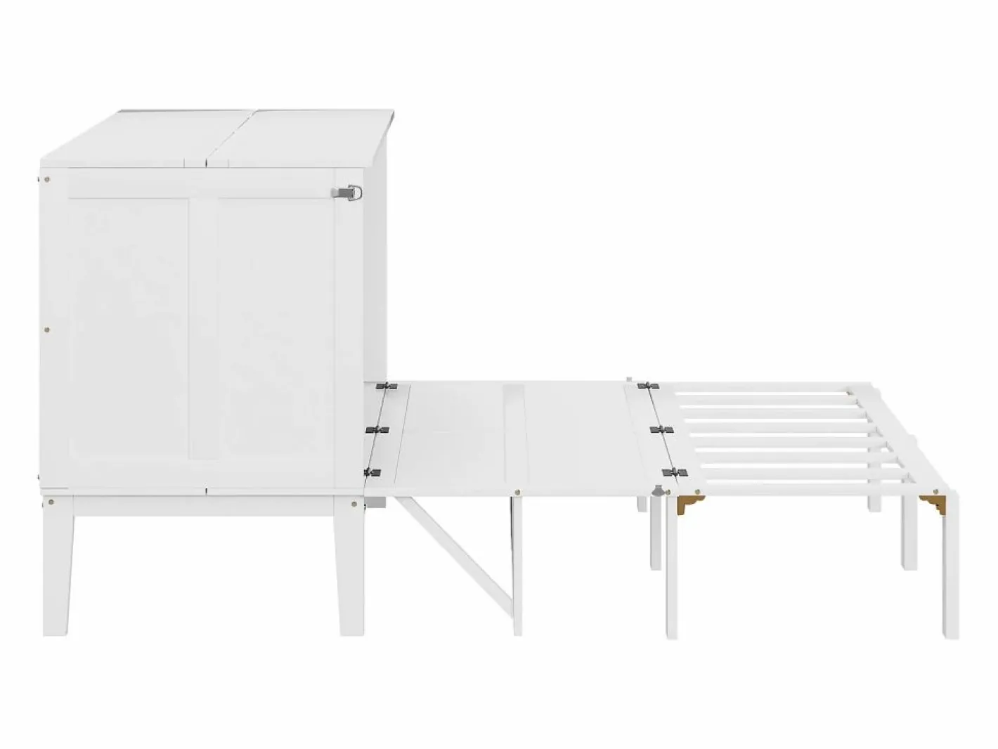 Hauss Spole Cama Abatible|Cama abatible 140x200 cm, con somier - Cama niño/adulto - Madera blanca