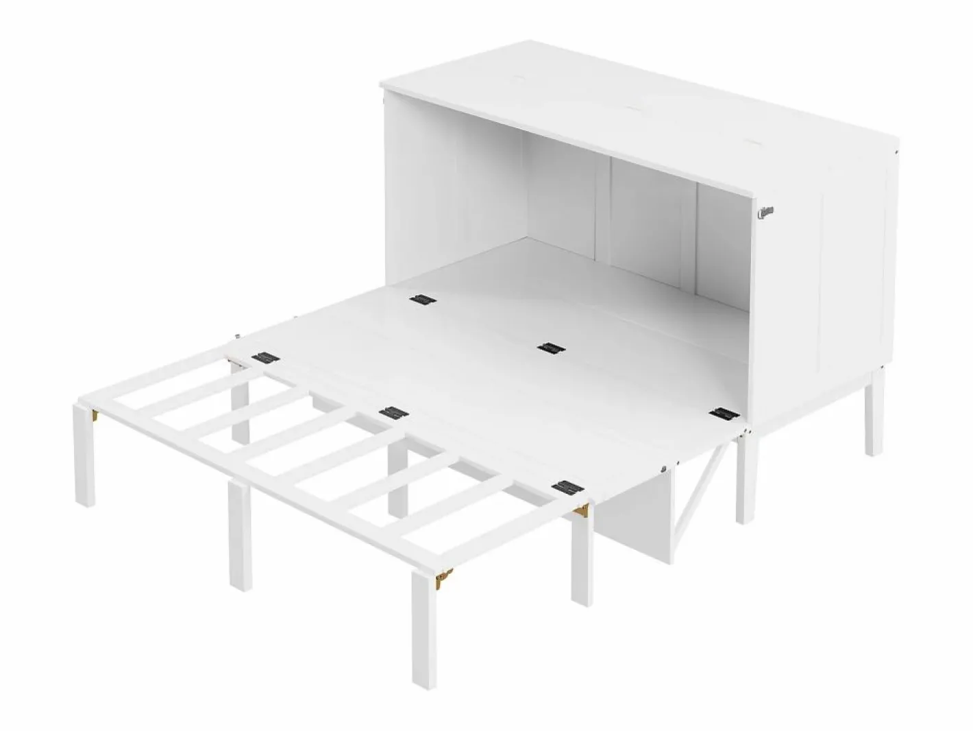 Hauss Spole Cama Abatible|Cama abatible 140x200 cm, con somier - Cama niño/adulto - Madera blanca