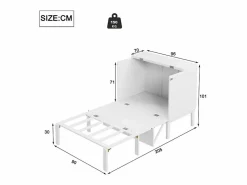 DripeX Cama abatible 90x200 cm en madera - Con somier de láminas - Carga máx. 150 kg - Blanco Sale