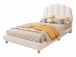 Merax Mueble De Bebé|Cama acolchada de 90 x 200 cm, cuna de peluche, bonito cabecero, somier de láminas, color