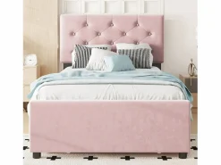 Hauss Spole Cama Nido|Cama acolchada 90x200 cm en terciopelo con cama nido 90x190 cm, somier de lamas, cama infantil , sin colchón