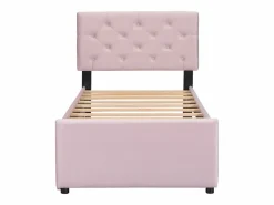 Hauss Spole Cama Nido|Cama acolchada 90x200 cm en terciopelo con cama nido 90x190 cm, somier de lamas, cama infantil , sin colchón