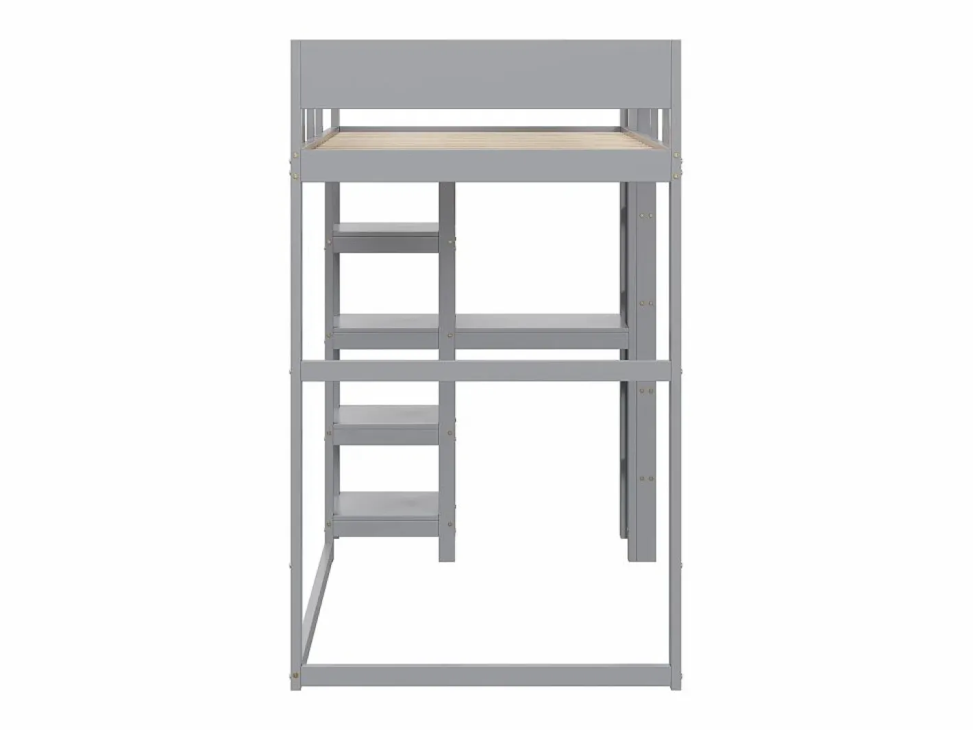 ModernLuxe Cama alta 90 x 200 cm - con escalera - con estantes de almacenamiento - madera maciza - con somier de láminas - (colchón no incluido) Gris Online