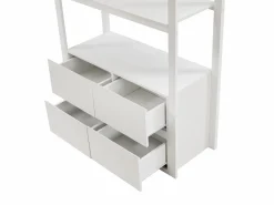 Vente-unique Cama Alta|Cama alta 90 x 190 cm con escritorio y almacenamiento pino y MDF + colchón - KALIZI
