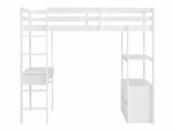 Vente-unique Cama Alta|Cama alta 90 x 190 cm con escritorio y almacenamiento pino y MDF - KALIZI