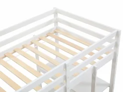 Vente-unique Cama Alta|Cama alta 90 x 190 cm con escritorio y almacenamiento pino y MDF - KALIZI